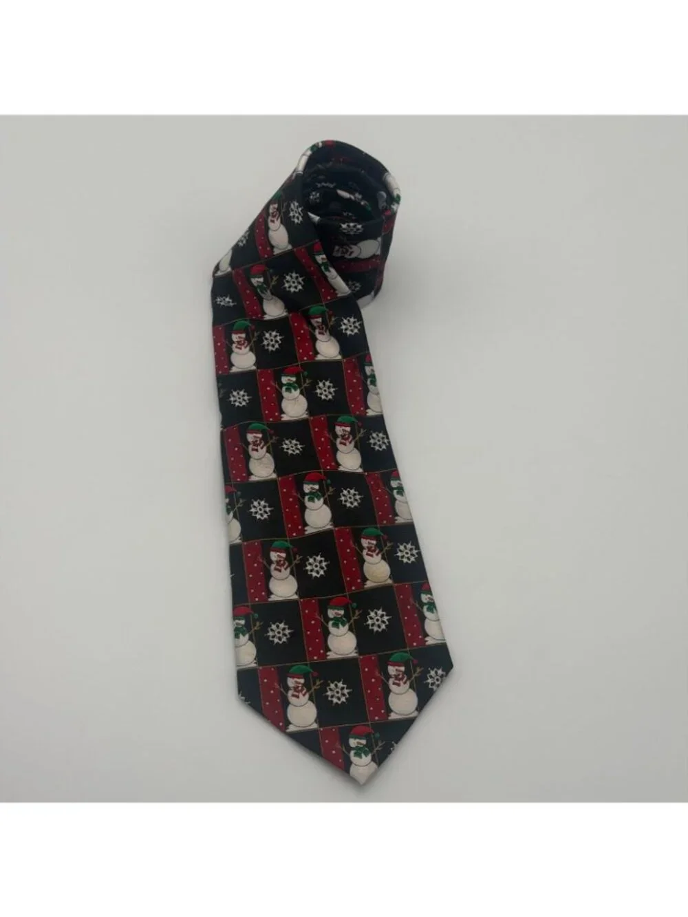 NovelTies Hallmark Snowman Christmas Holiday Neck Tie Black Red Novelty Necktie